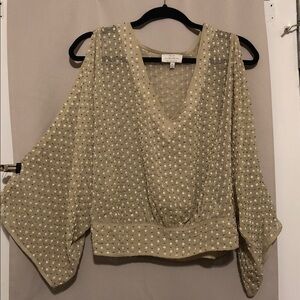 Lucky Brand Beige Polka Dot Blouse